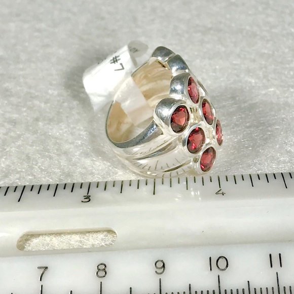 925 Sterling Silver Garnet Spinal Ring - Picture 4 of 7
